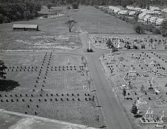 View of St. Andrew Cemetery from the top of St. Andrew Memorial Church. 1960s. 